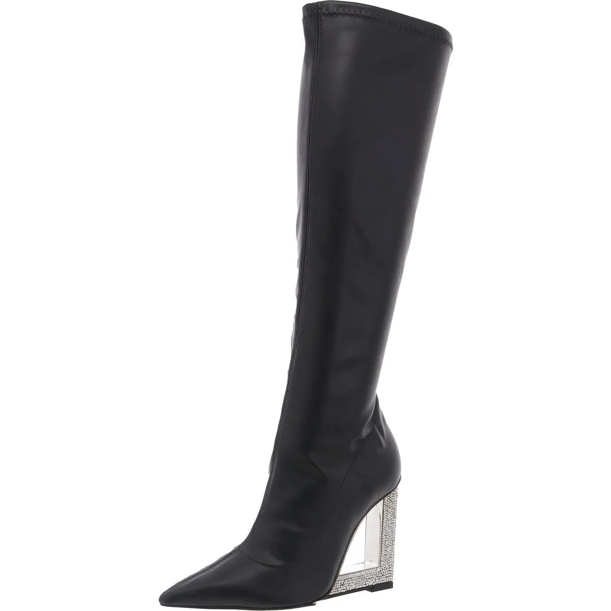 Filipa Glam Womens Embellished Leather Knee-High Boots