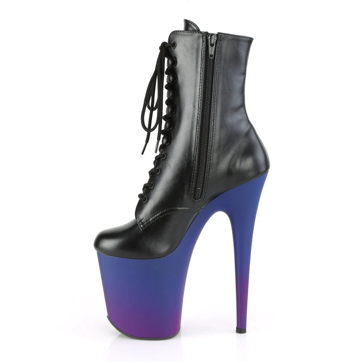 FLAMINGO-1020BP Black Faux Leather/Blue-Purple Ombre