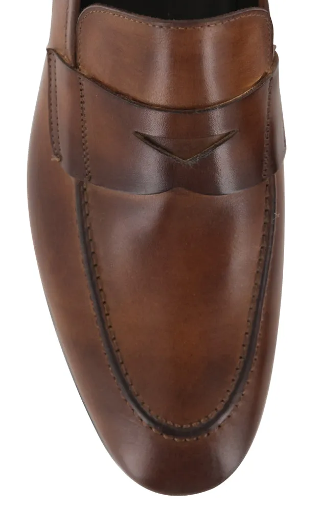 Trendy And Practical Fiori Di Lusso Caramel Brown Penny Loafers Waterproof