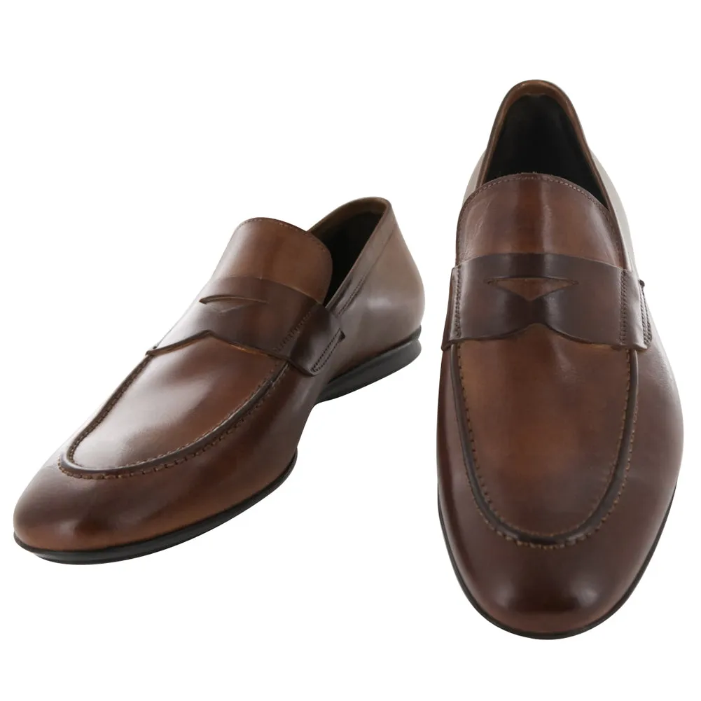 Back Slot Fiori Di Lusso Caramel Brown Penny Loafers