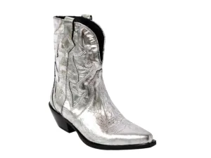 Free People: Way Out West Cowboy Boot in Pale Pewter Metallic