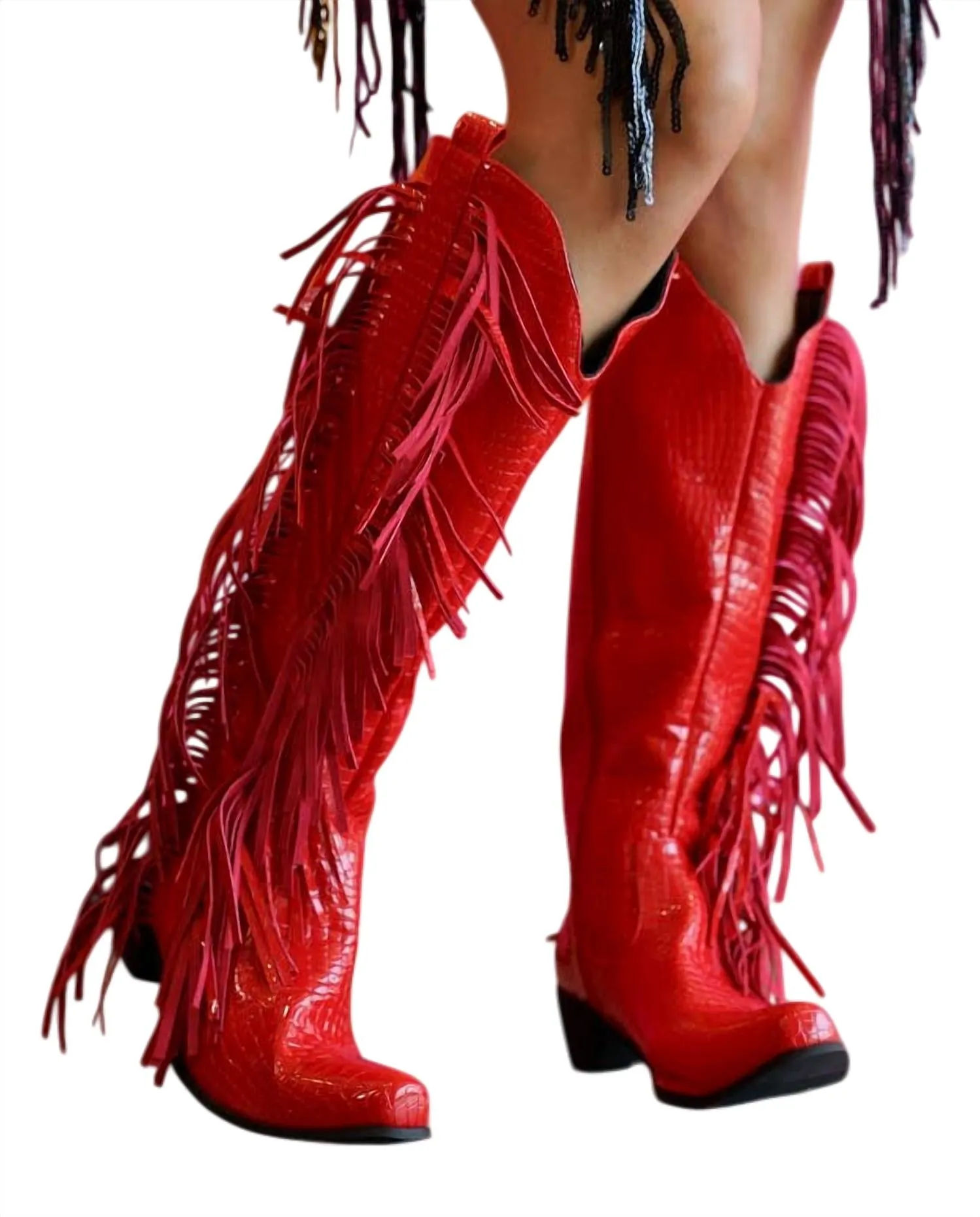 Fringe Daytona Concert Boot In Red