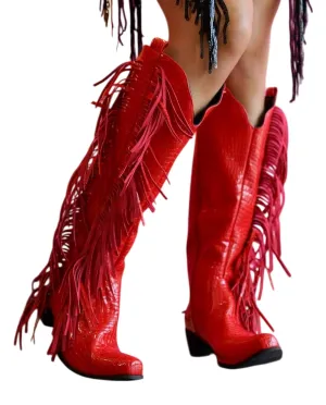 Fringe Daytona Concert Boot In Red