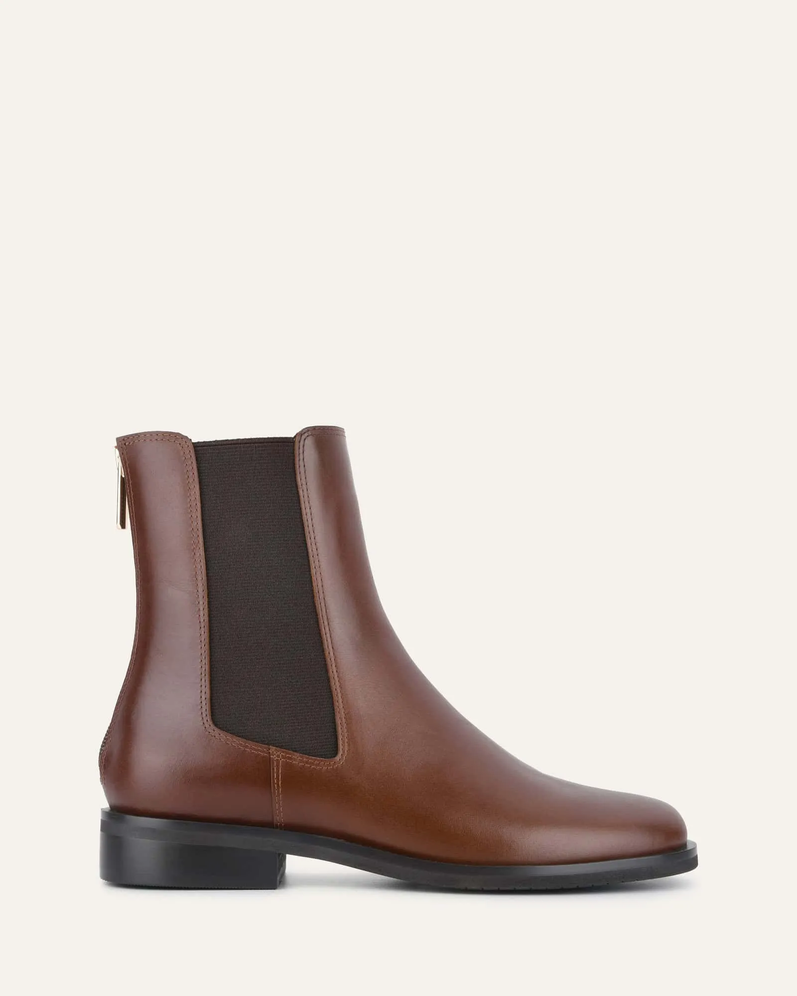 GABE FLAT ANKLE BOOTS DARK CHOCOLATE LEATHER