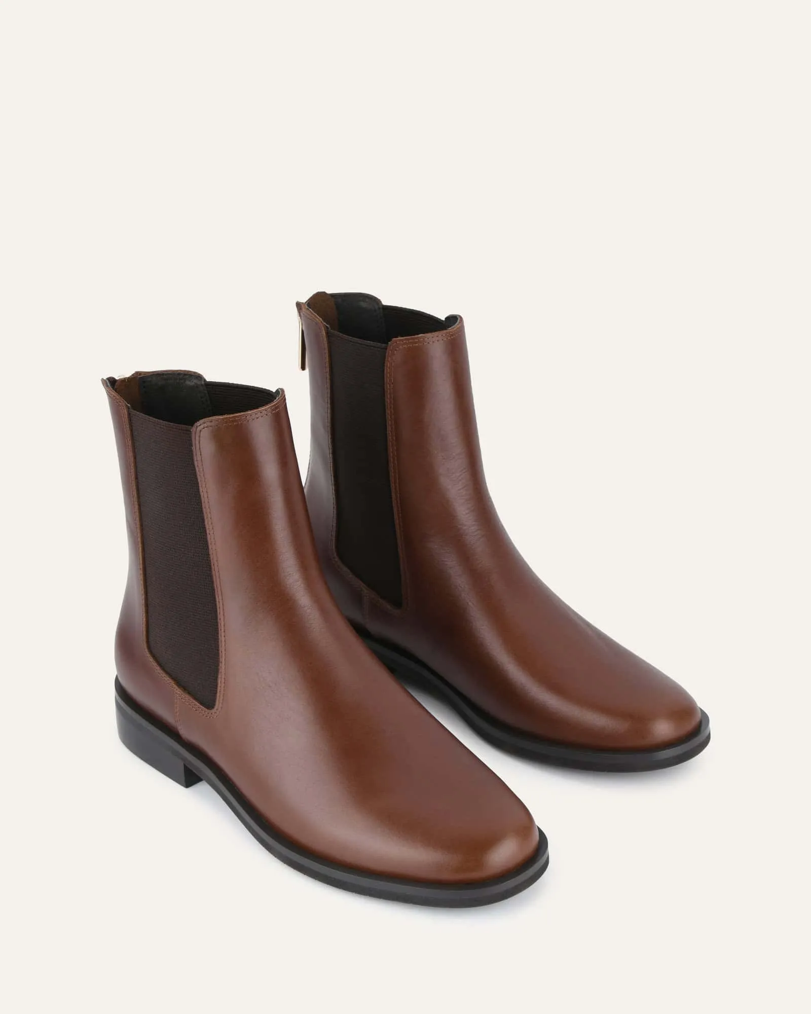 GABE FLAT ANKLE BOOTS DARK CHOCOLATE LEATHER
