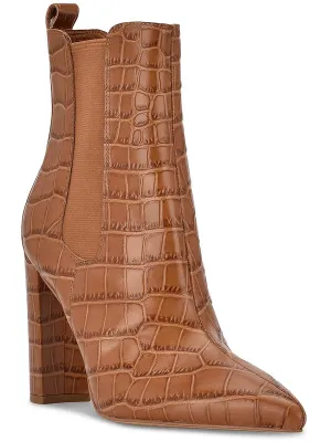 Garliss Womens Leather Animal Print Chelsea Boots