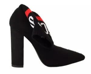 GCDS Suede Logo Socks Block Heel Ankle Boots Women's Shoes (Pre-Owned)