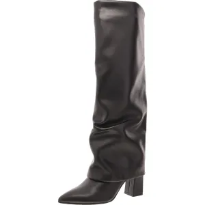 Geima Womens Faux Leather Cuffed Knee-High Boots