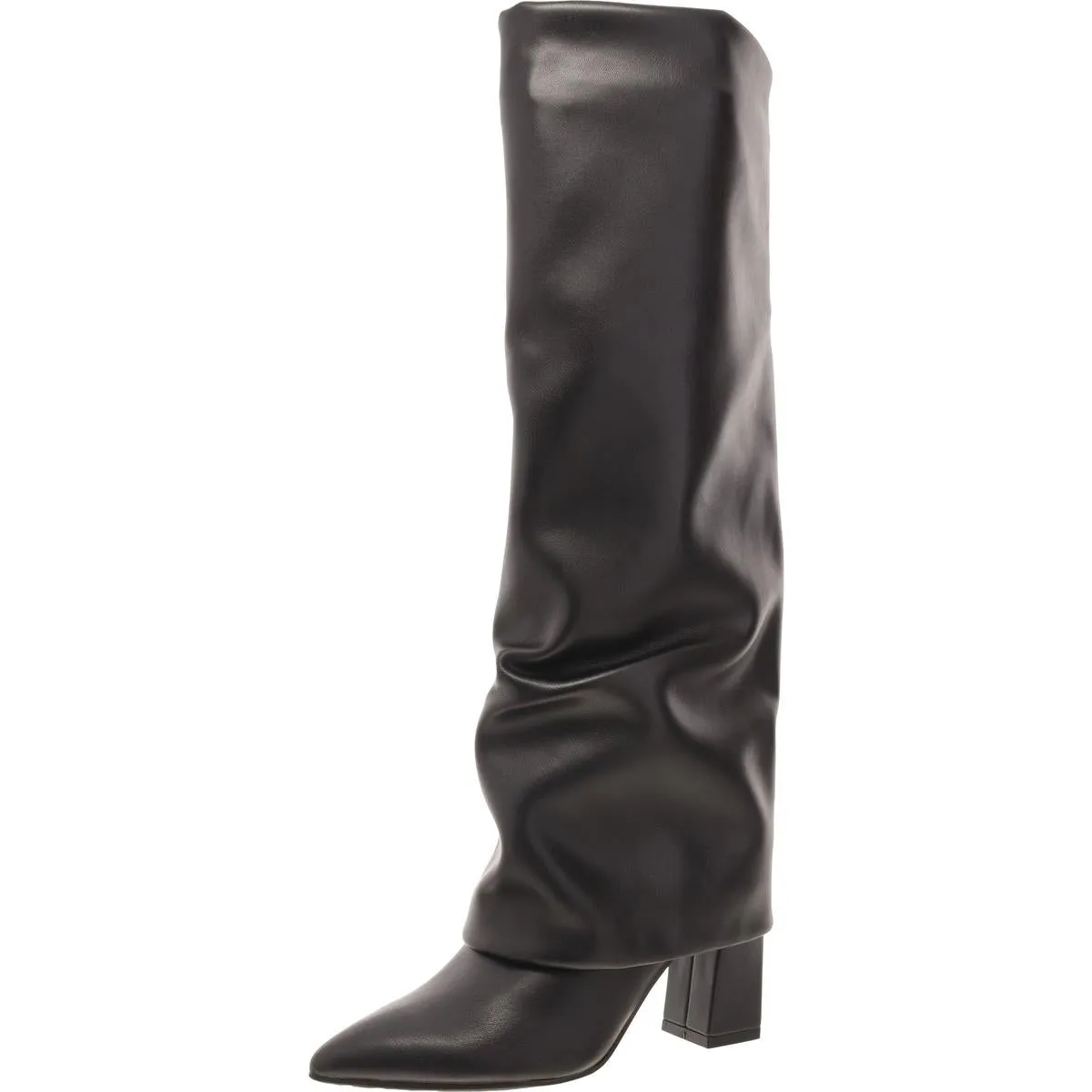 Geima Womens Faux Leather Cuffed Knee-High Boots