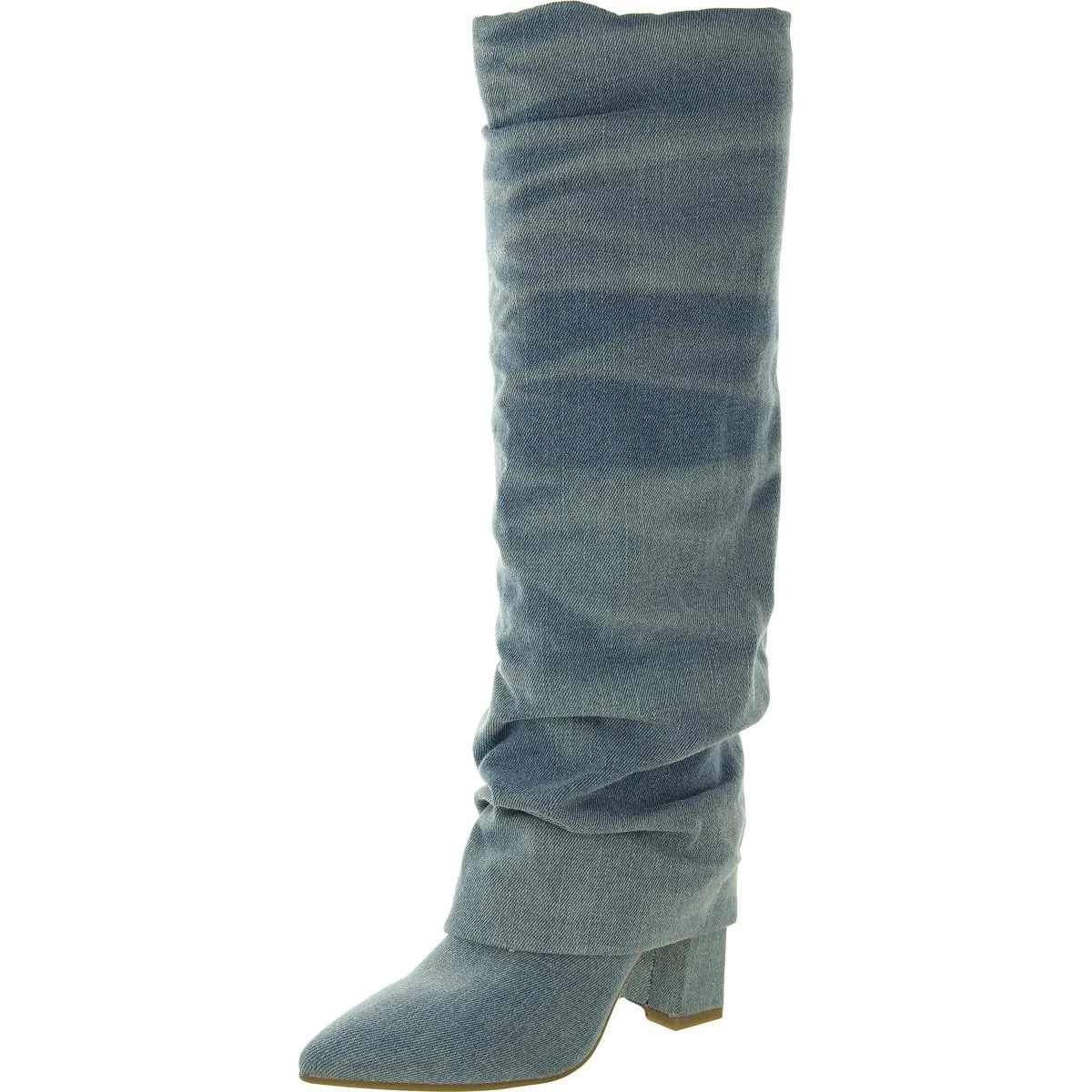 Geima Womens Faux Leather Cuffed Knee-High Boots