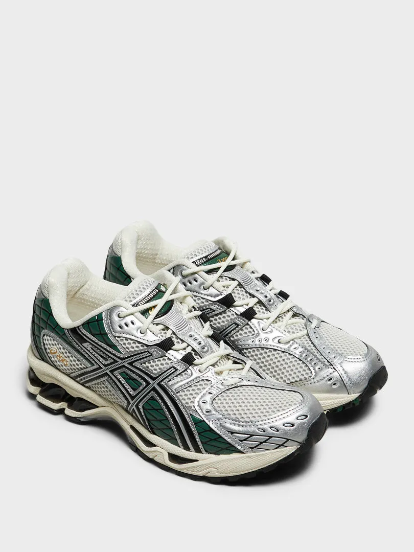 Gel-Nimbus 10.1 Sneakers in Cream and Grove Water Bottle Pocket, Travel Ready, Fan Favorite