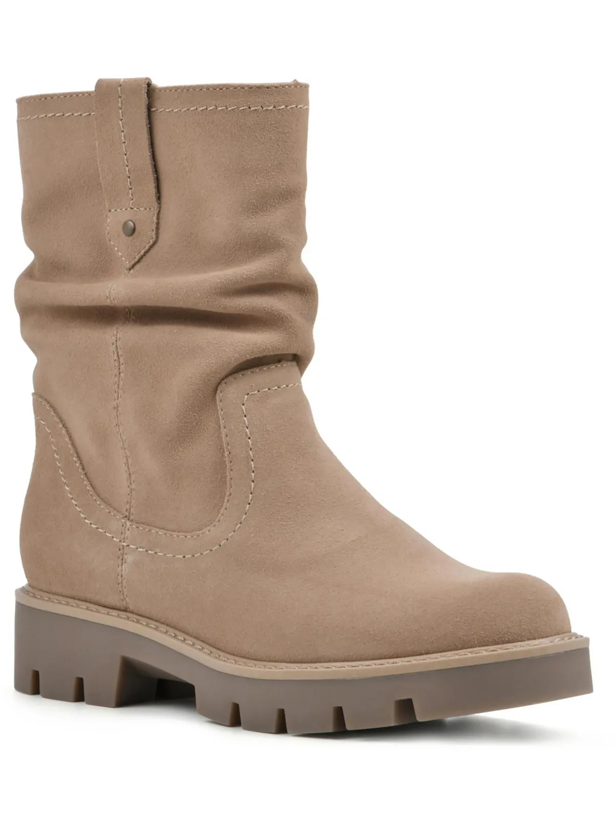 Glean Womens Suede Block Heel Ankle Boots