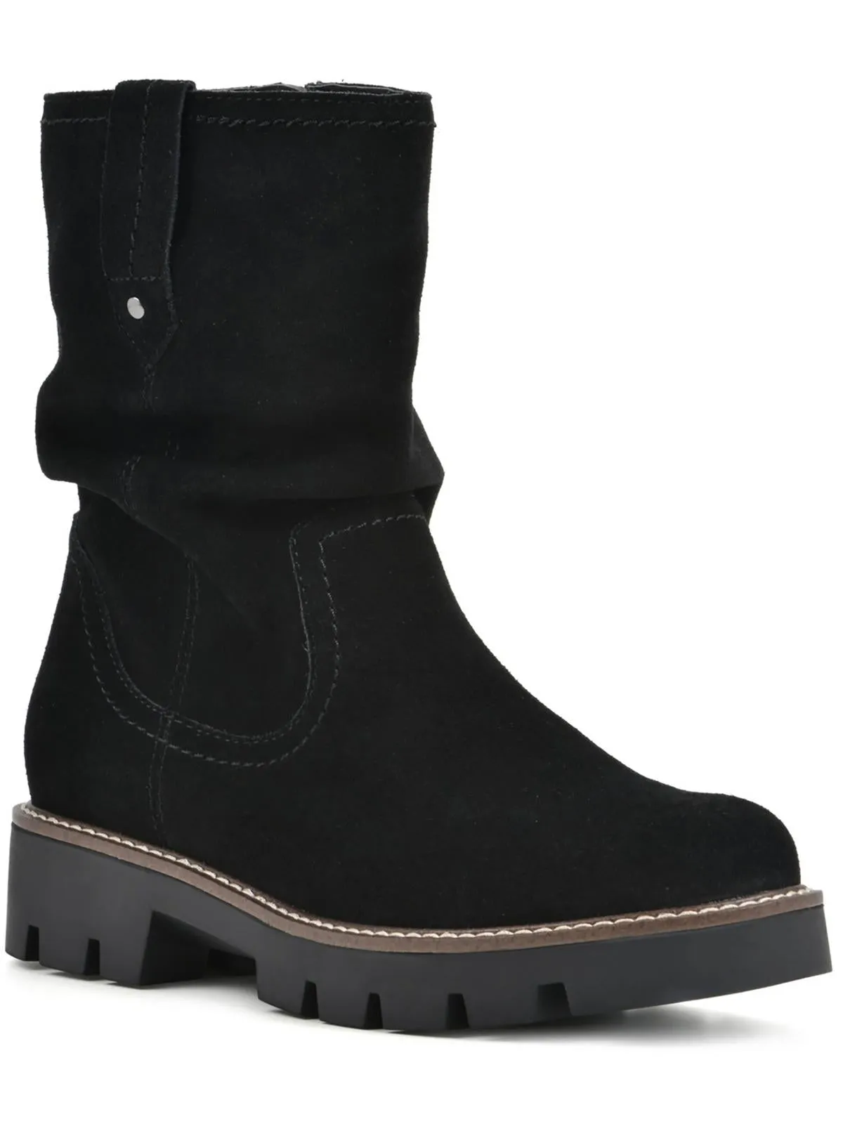 Glean Womens Suede Block Heel Ankle Boots