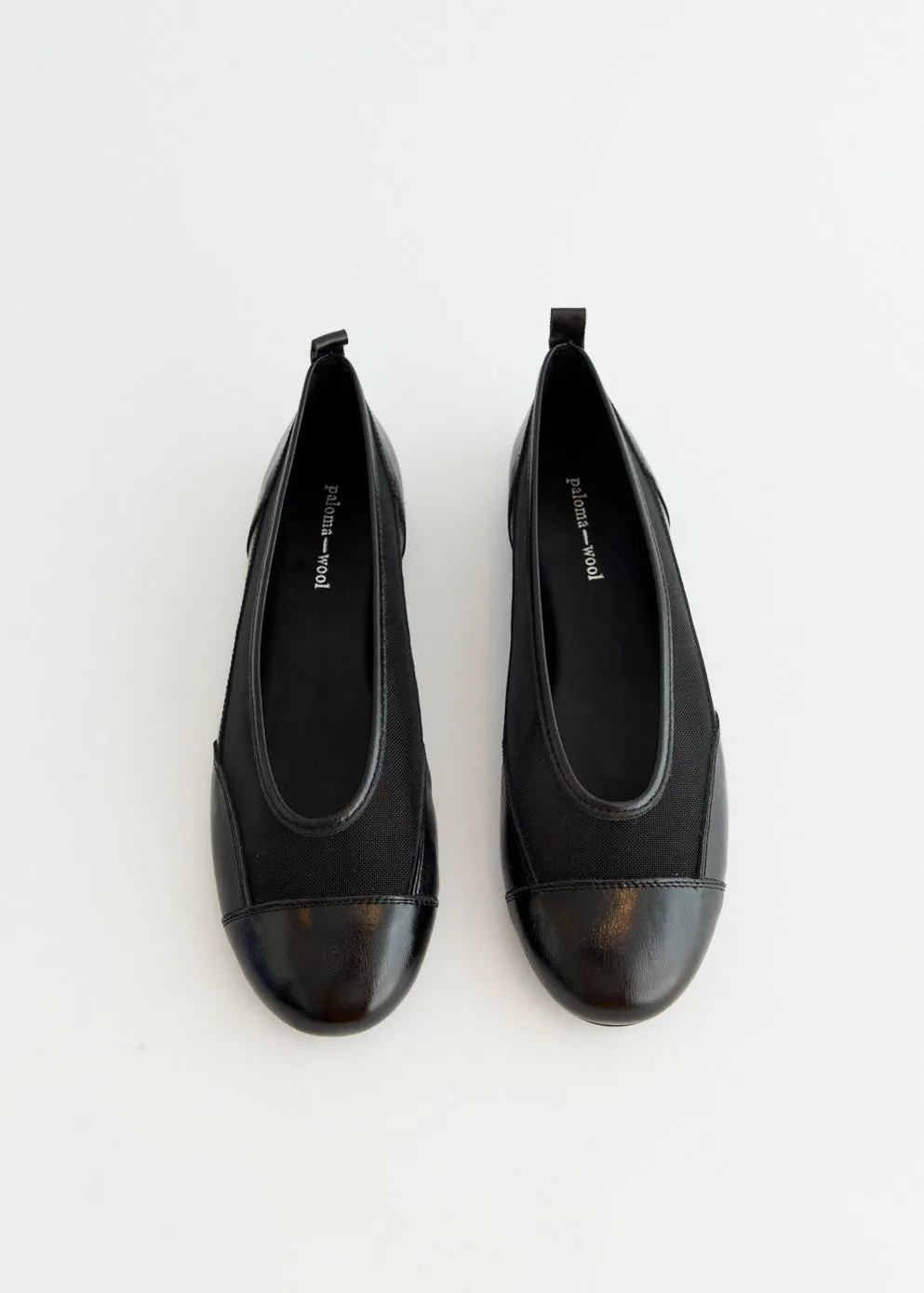 Drawstring Closure Pili Mesh Ballet Flats