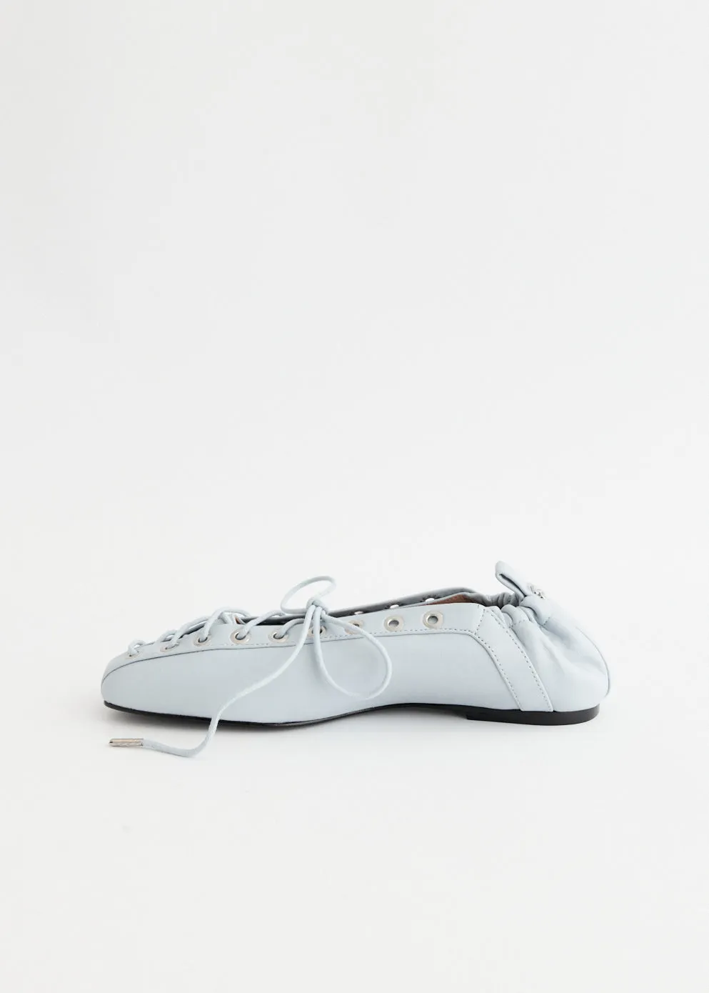 Satin, Ultra-Soft Texture, Lining Eyelets Lace Up Ballerinas