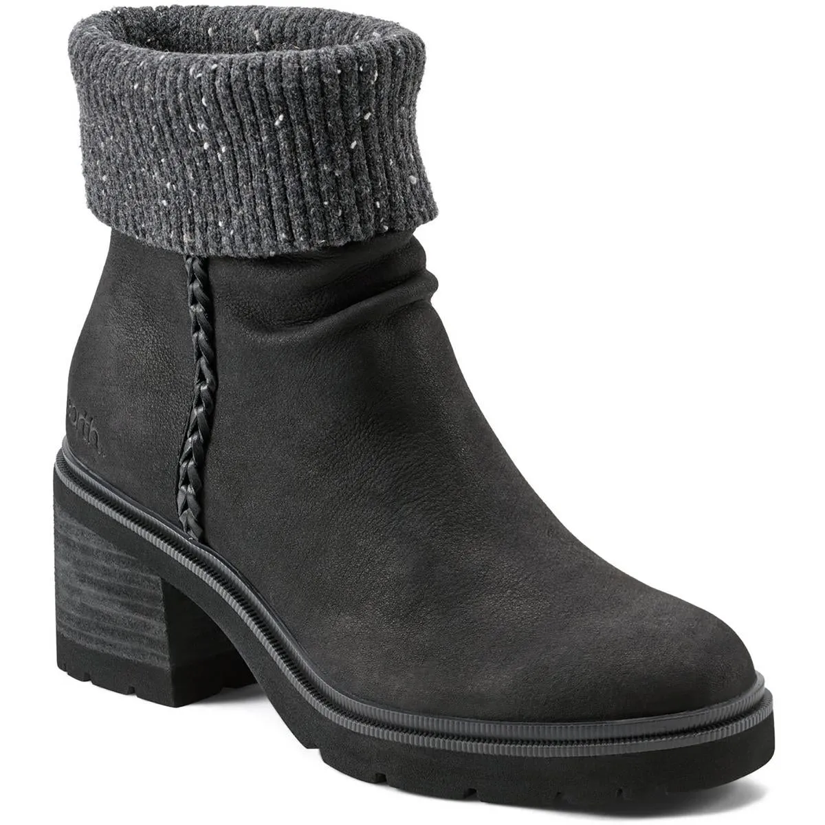 Gresa Womens Block Heel Faux Fur Booties