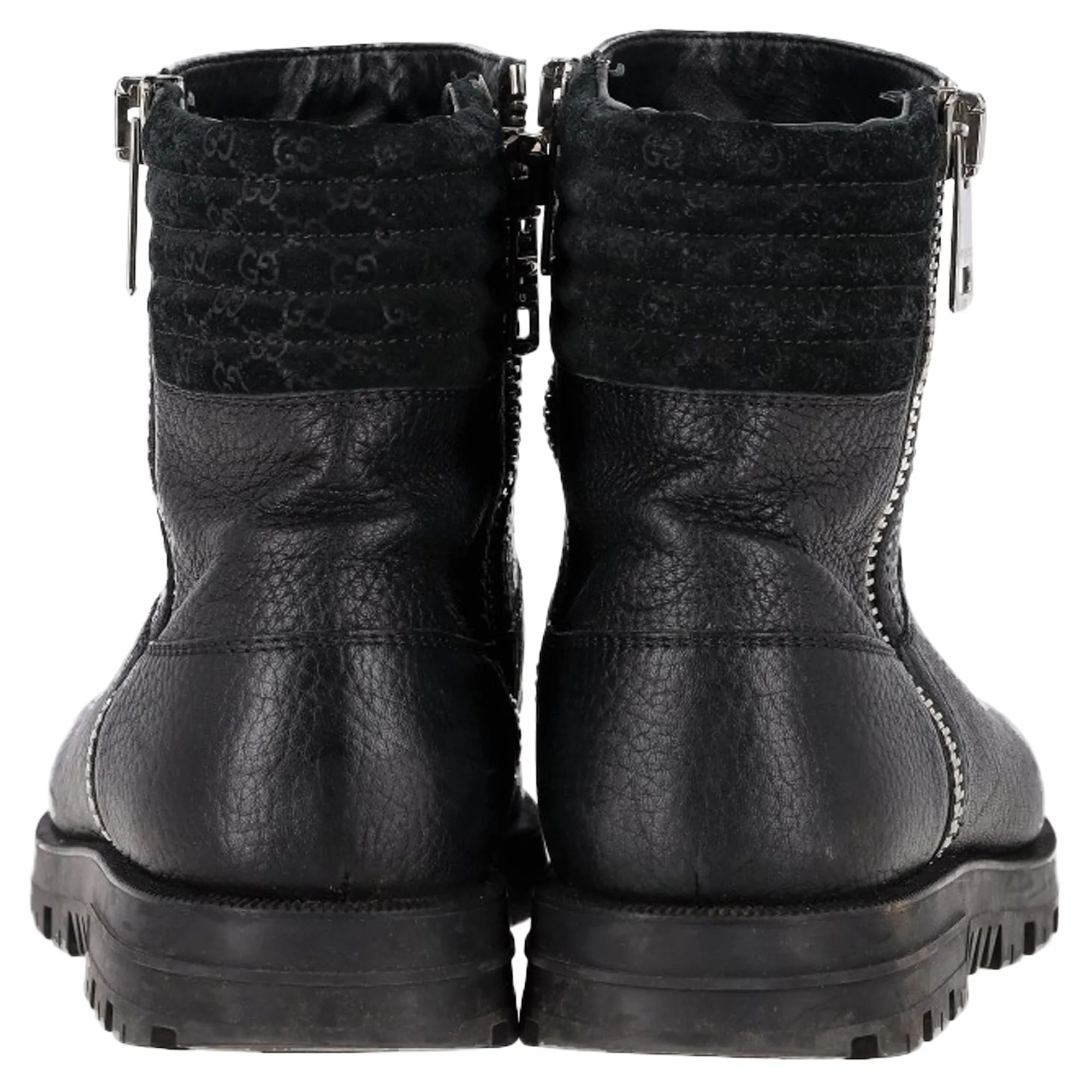 Gucci Micro GG Zipped Ankle Boots in Black Leather