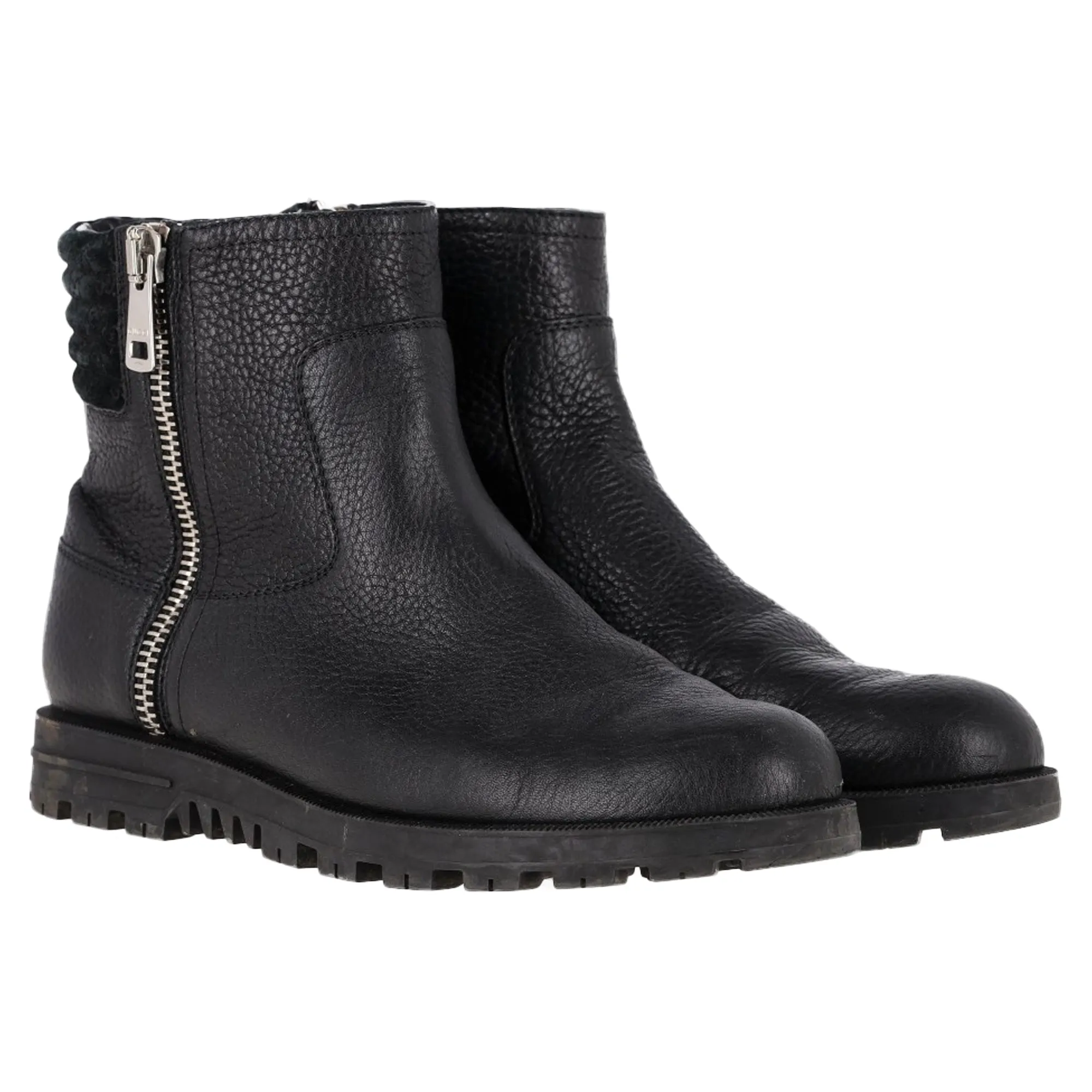 Gucci Micro GG Zipped Ankle Boots in Black Leather
