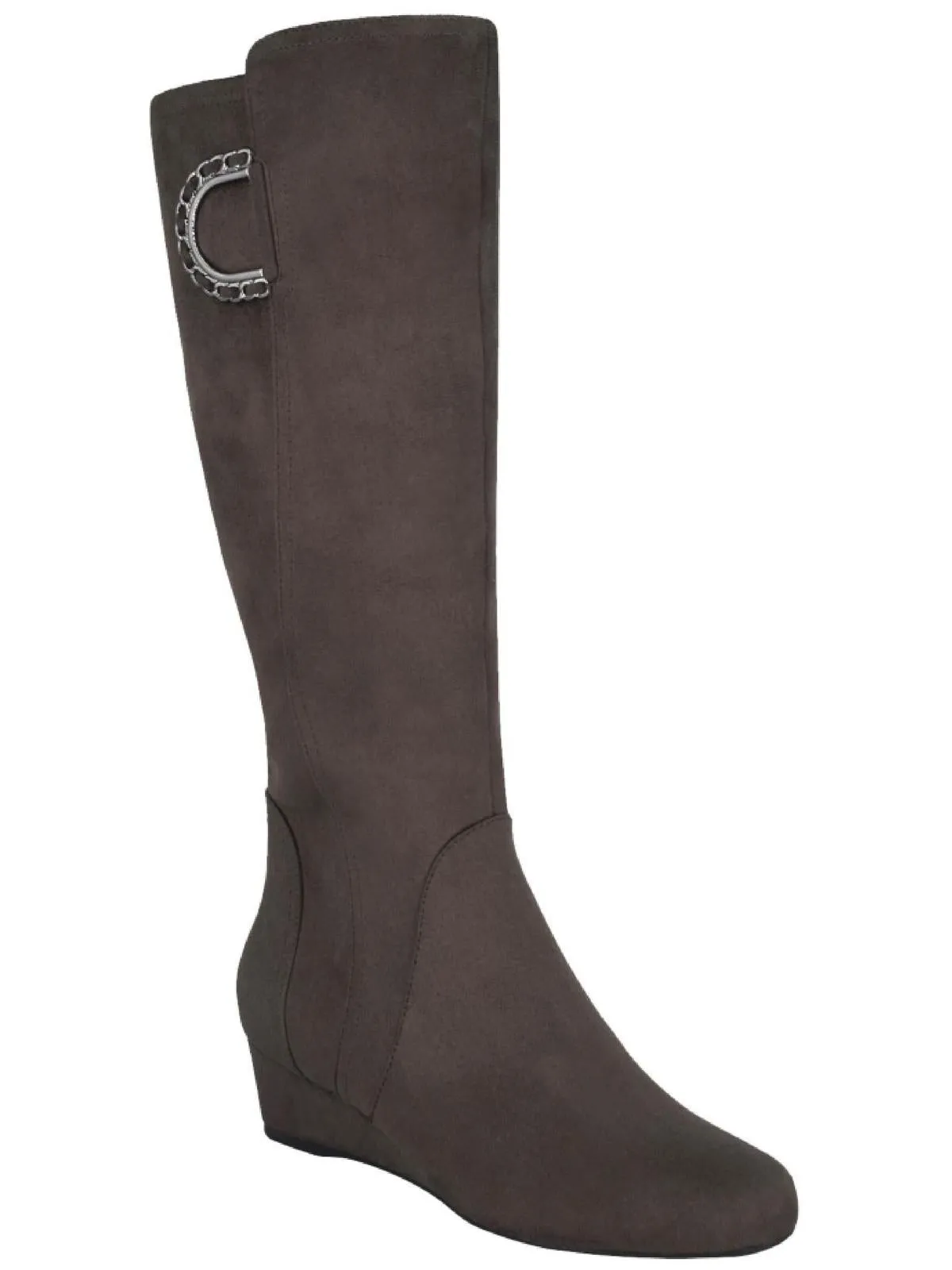 Gurtha Womens Microsuede Wide Calf Knee-High Boots