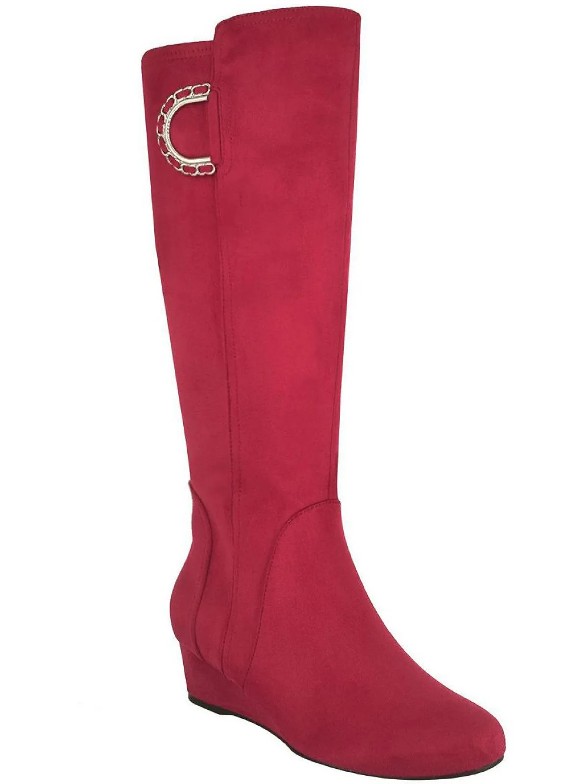 Gurtha Womens Microsuede Wide Calf Knee-High Boots