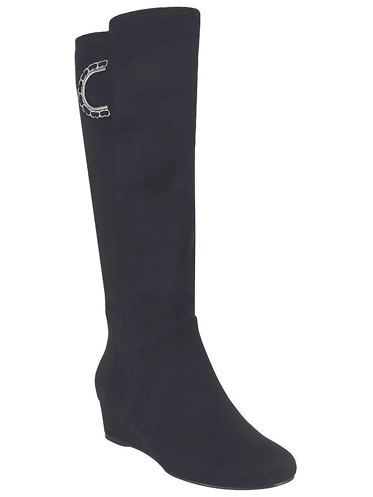 Gurtha Womens Microsuede Wide Calf Knee-High Boots