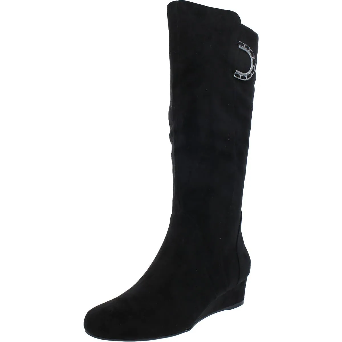 Gurtha Womens Microsuede Wide Calf Knee-High Boots