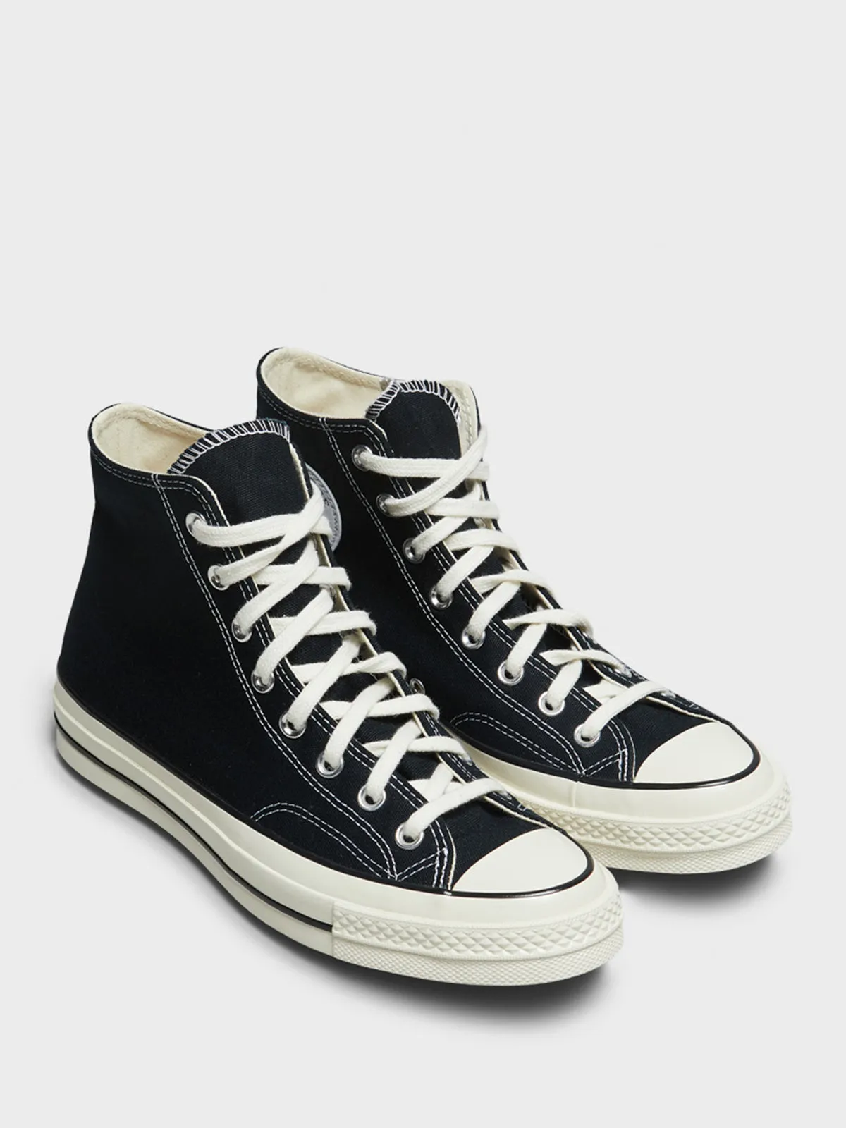 Fast & Secure Checkout Chuck 70 High Top Canvas Sneakers in Black, Egret and Black