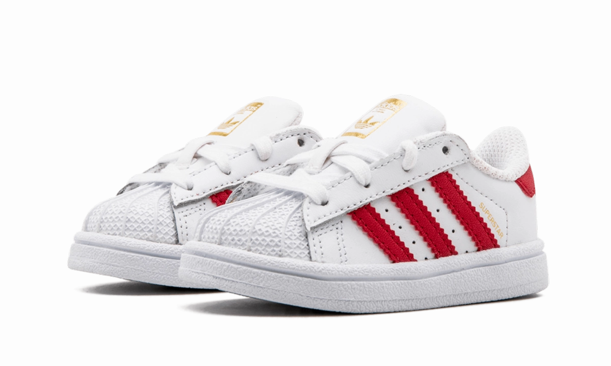 Faux Leather Superstar I "WHITE RED"