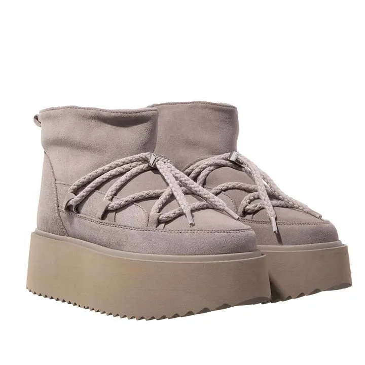 INUIKII LOW PLATFORM GREY BOOTS