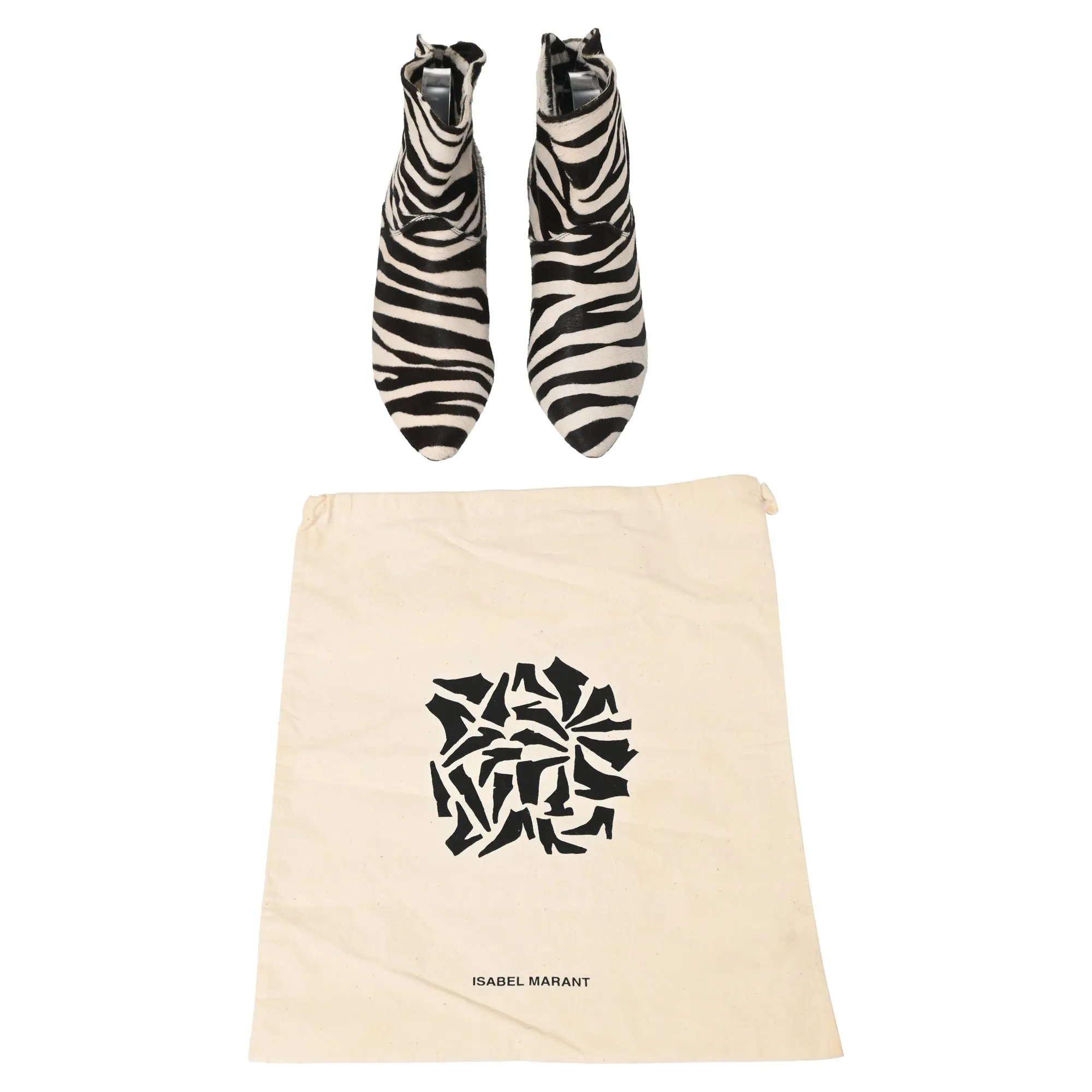 Isabel Marant Zebra Ankle Boots In Animal Print Ponyhair