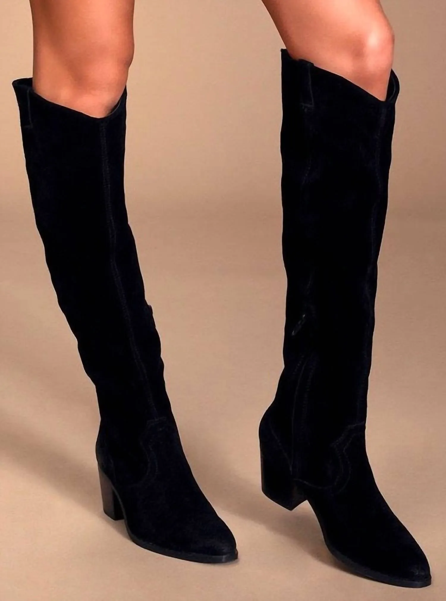 Izzy Suede Upper High Bootie In Cognac