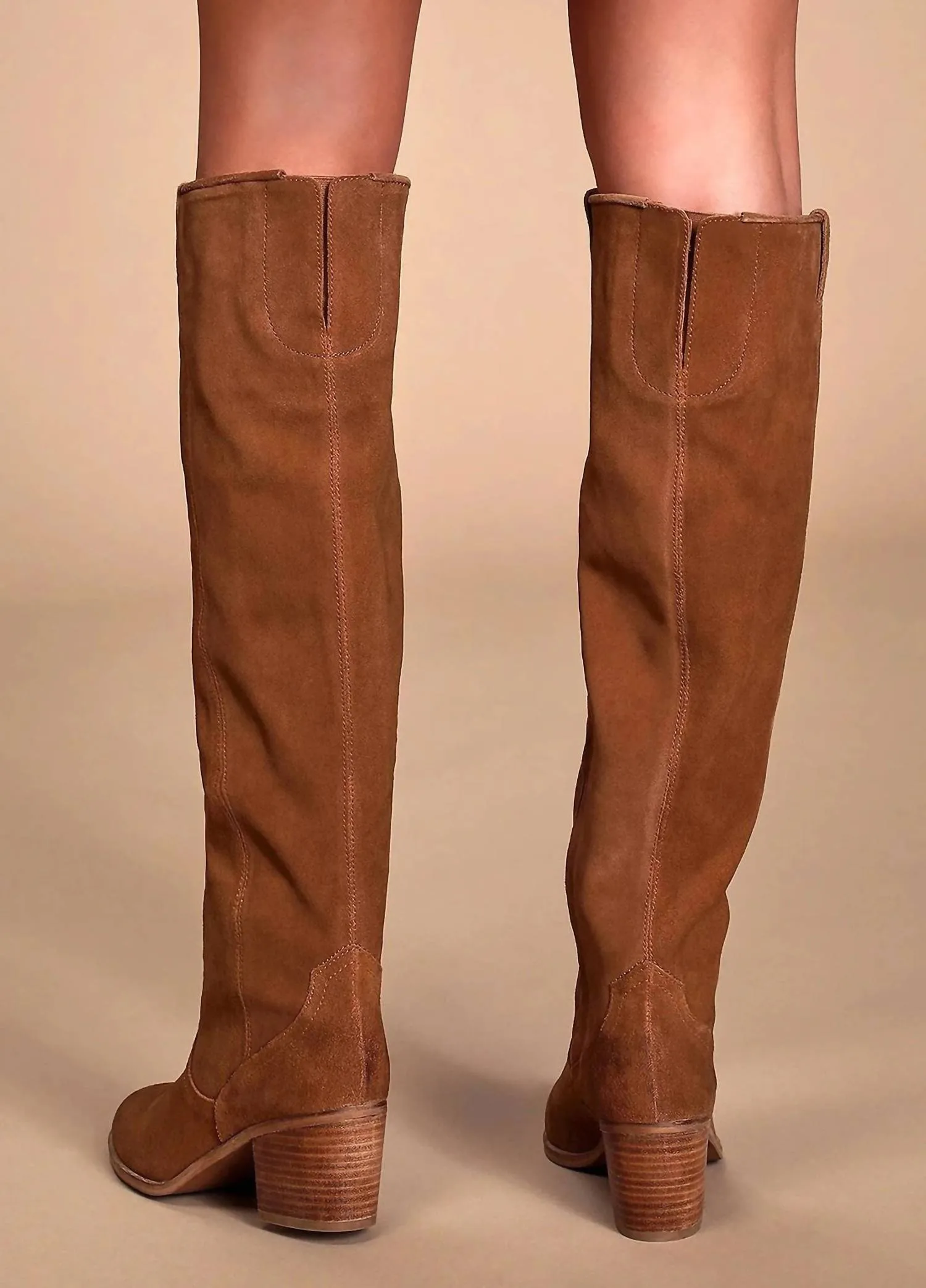 Izzy Suede Upper High Bootie In Cognac