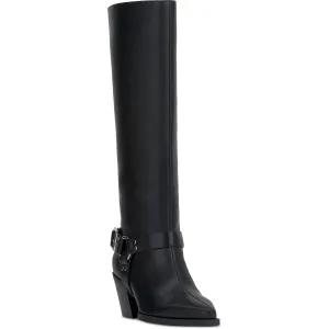 Jameap Womens Solid Leather Knee-High Boots