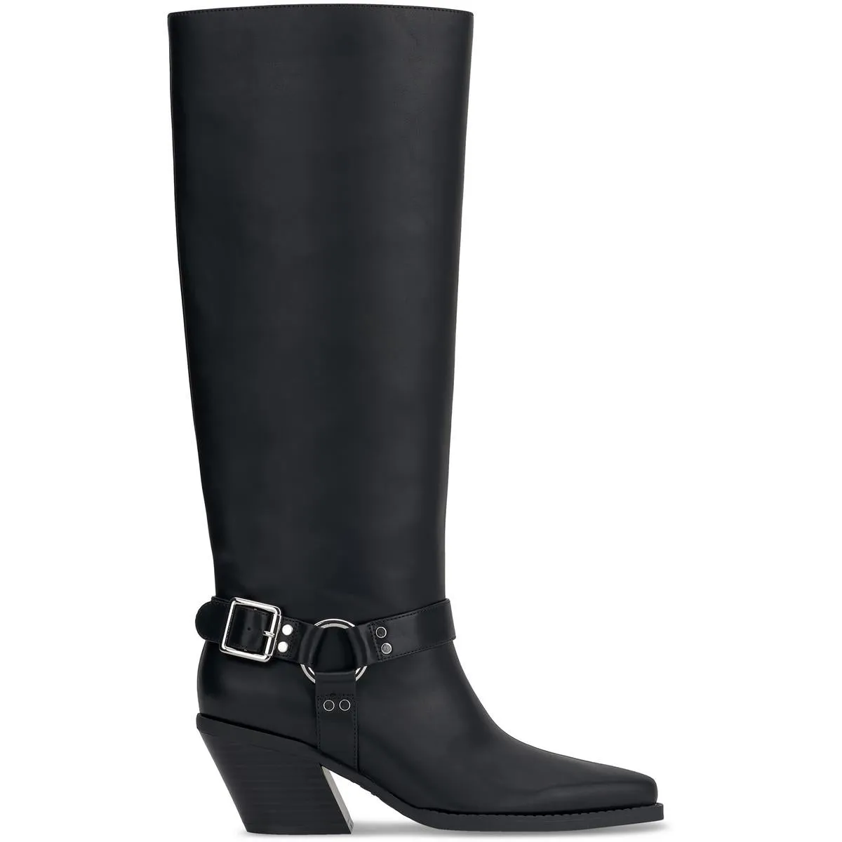 Jameap Womens Solid Leather Knee-High Boots
