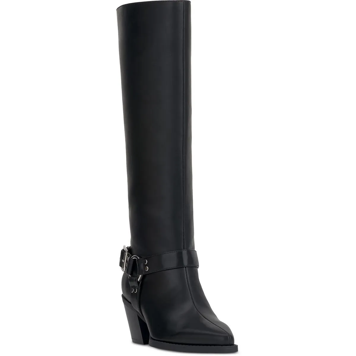 Jameap Womens Solid Leather Knee-High Boots