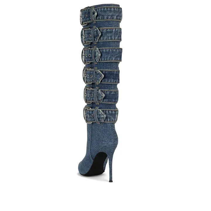 JEFFREY CAMPBELL ARSEN-HIB DENIM BOOTS