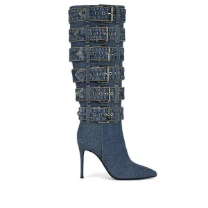 JEFFREY CAMPBELL ARSEN-HIB DENIM BOOTS