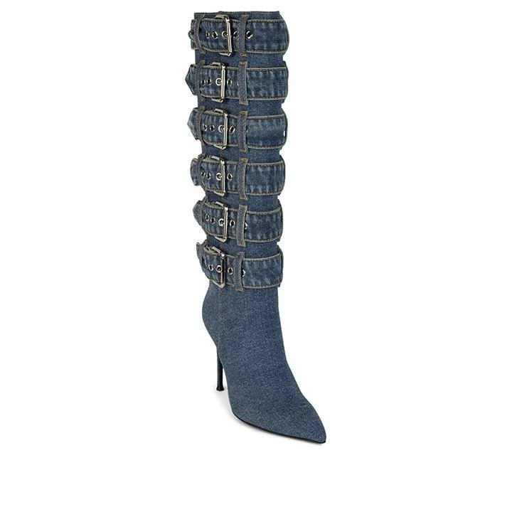 JEFFREY CAMPBELL ARSEN-HIB DENIM BOOTS