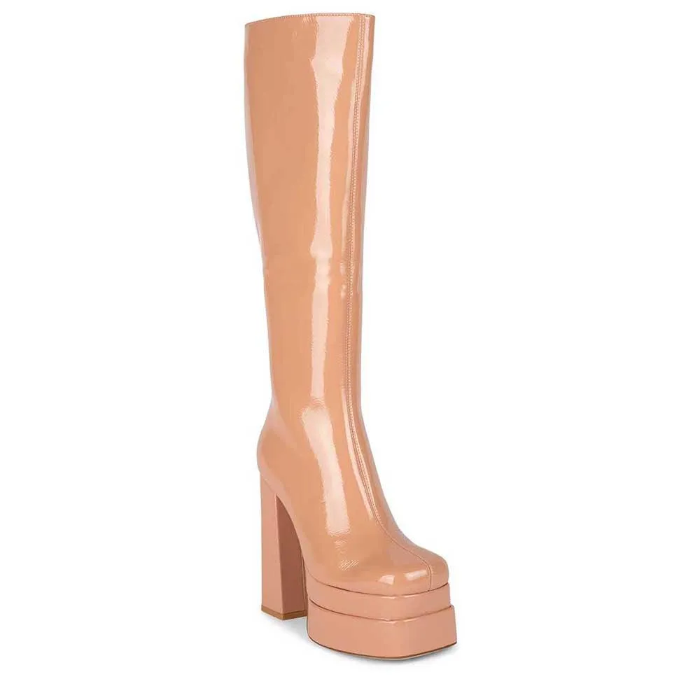 JEFFREY CAMPBELL KICKIN IT DOUBLE STACKED PLATFORM BOOTS PINK