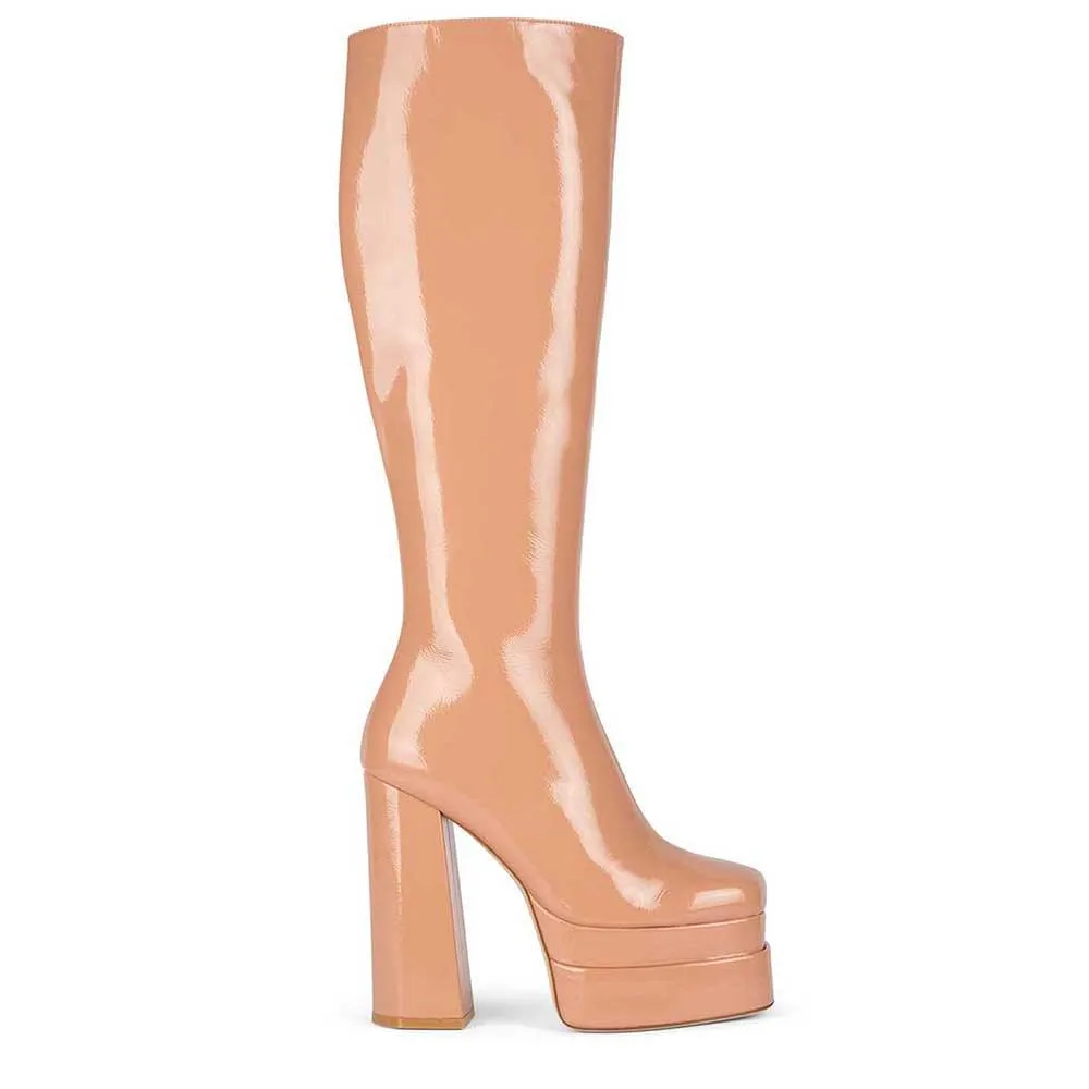 JEFFREY CAMPBELL KICKIN IT DOUBLE STACKED PLATFORM BOOTS PINK