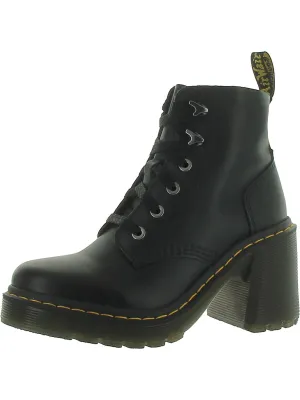 JESY Womens Leather Lace Up Ankle Boots