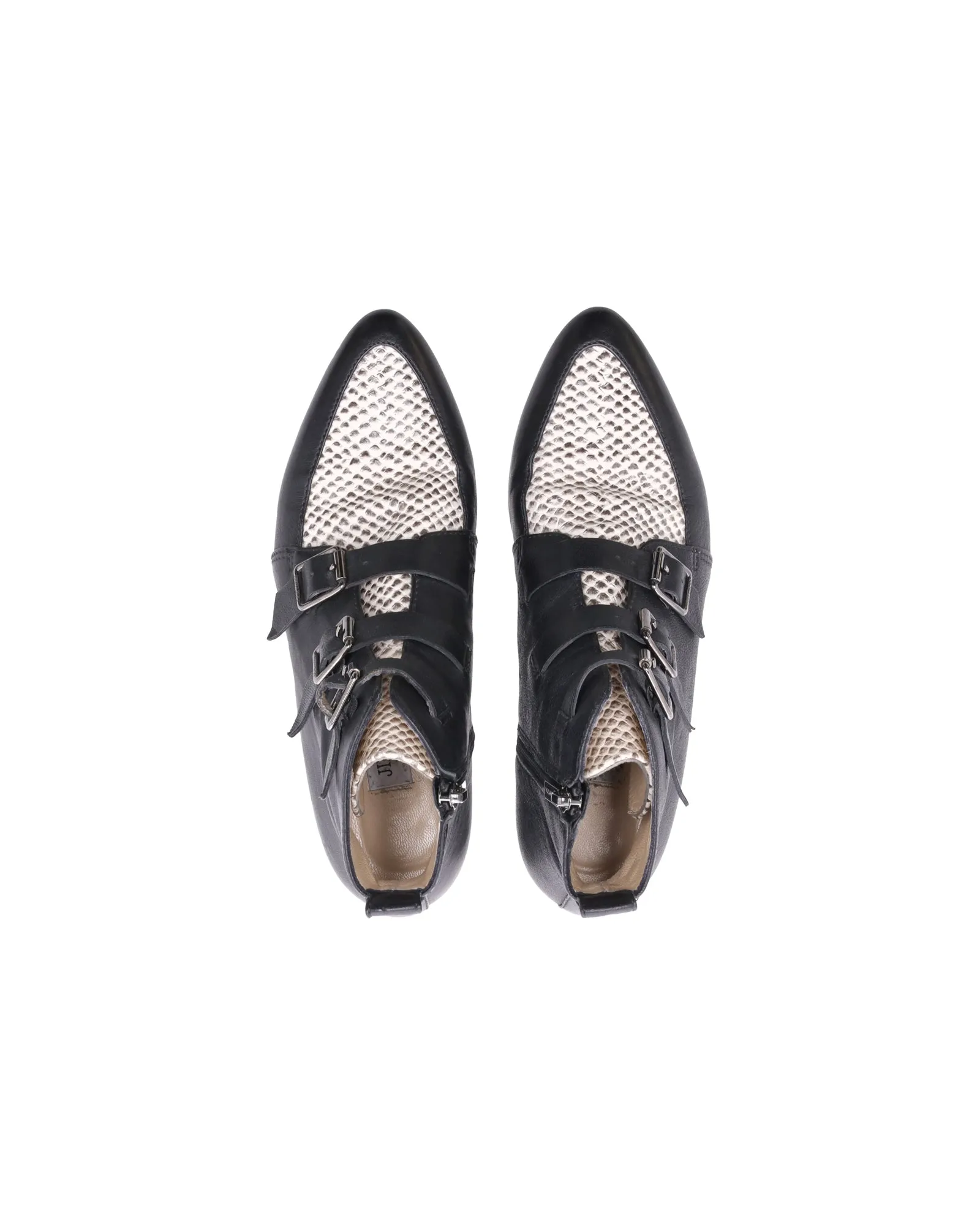 Jimmy Choo Marlin Snake Print Ankle Boots in Black Leather