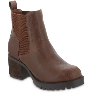 Jonna Womens Faux Leather Block Heel Chelsea Boots