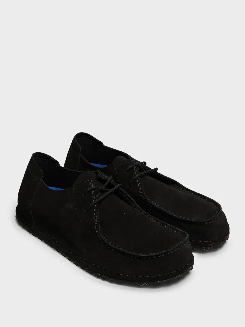 Faux Leather, White Canvas Tote Bag Utti Lace Suede Leather Shoes in Black