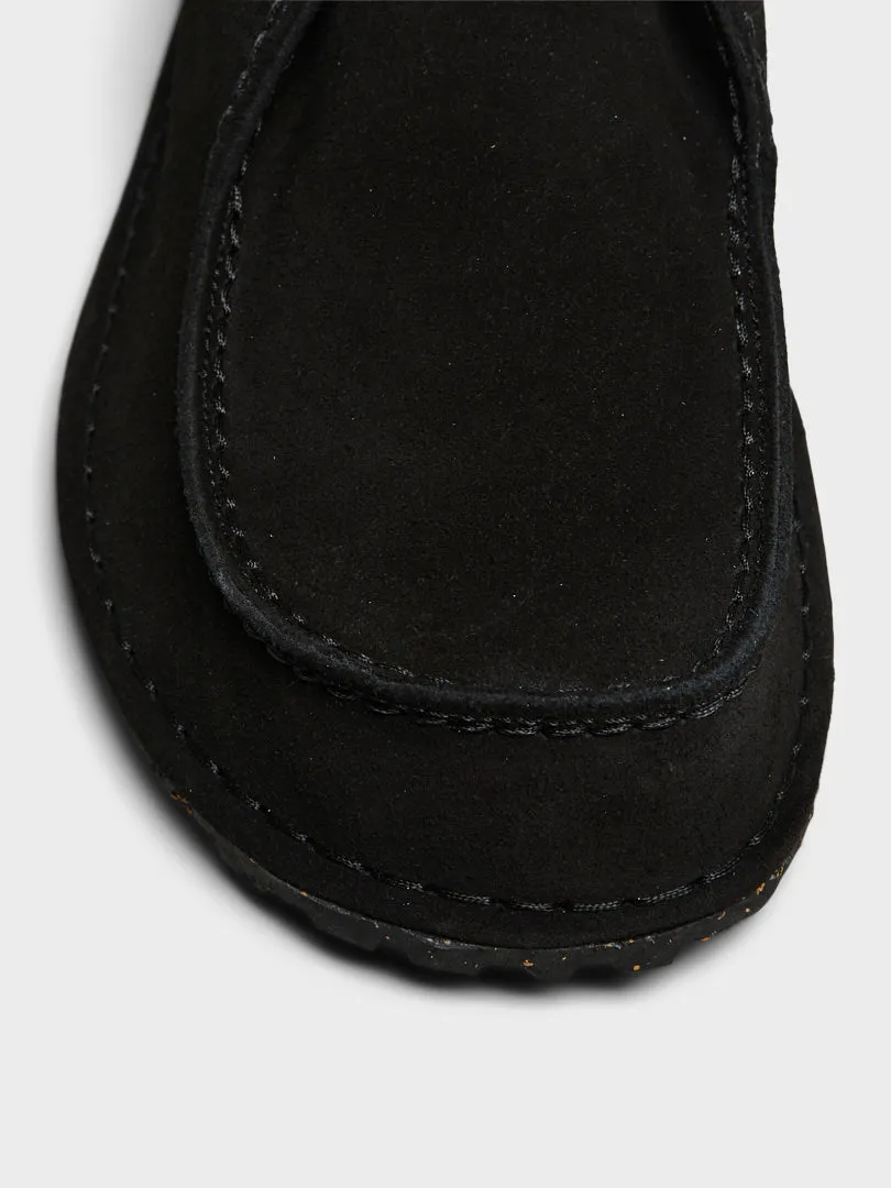 Detachable Strap, Get More For Less, Perfect For Daily Use Utti Lace Suede Leather Shoes in Black