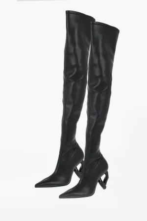 J.w.anderson Pointed Leather Chain Thigh-High Boots With Statement Heel 9