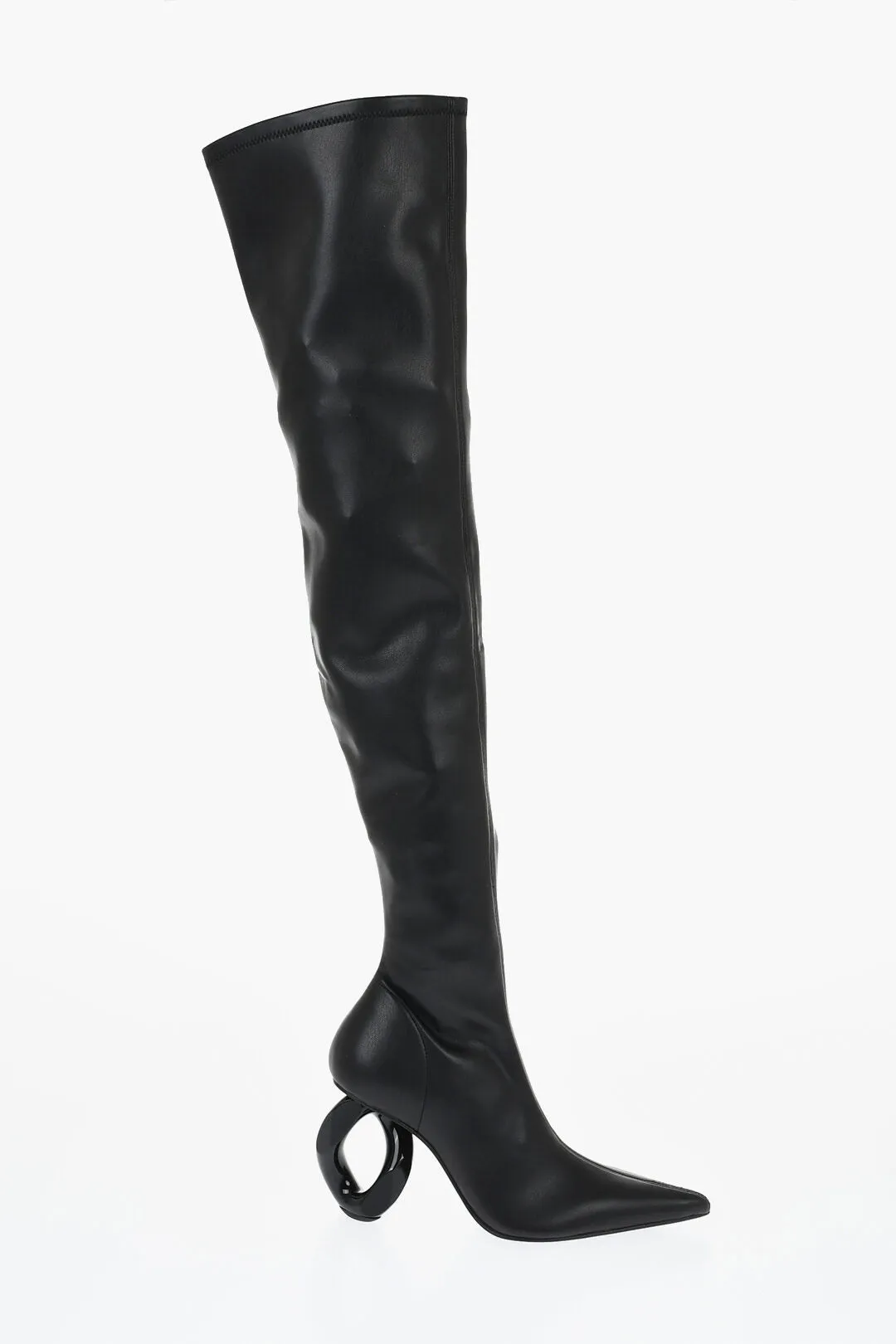 J.w.anderson Pointed Leather Chain Thigh-High Boots With Statement Heel 9