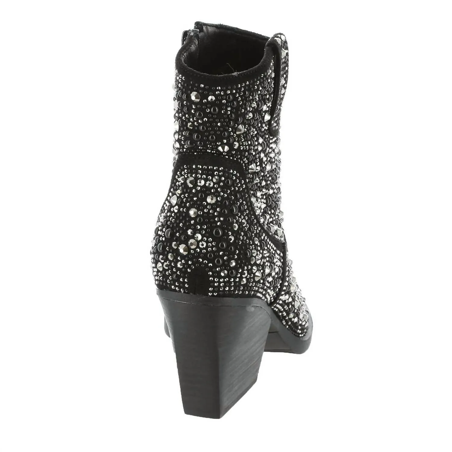 Kady Pearl Rhinestone Booties In Black
