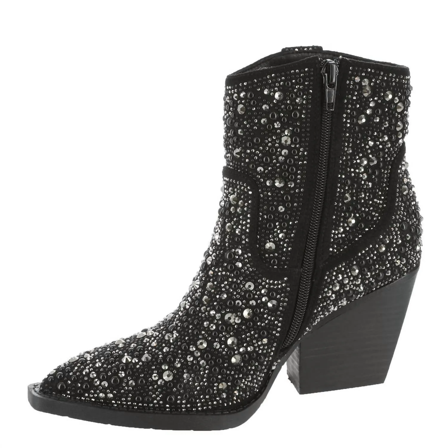 Kady Pearl Rhinestone Booties In Black