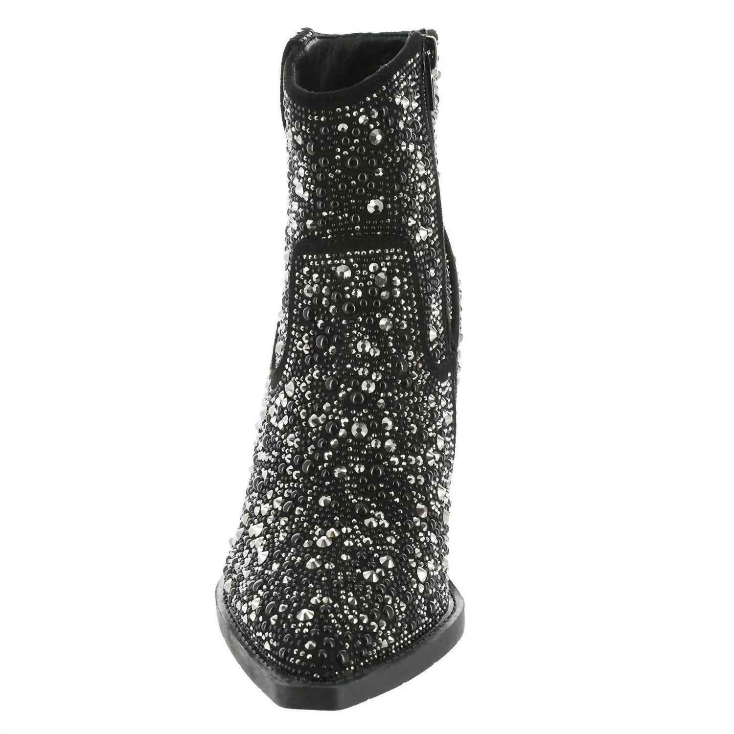 Kady Pearl Rhinestone Booties In Black